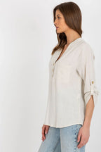 Women's Button-Down Blouse - Solid Hip Length