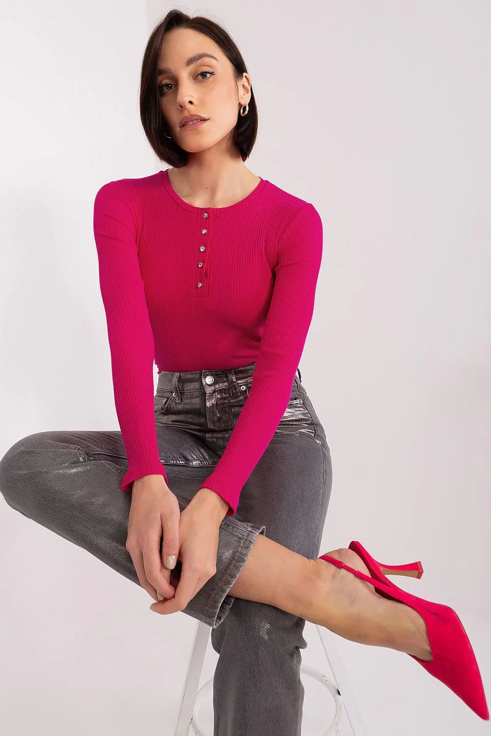 Women's Button-Down Casual Blouse - Striped Waist Length