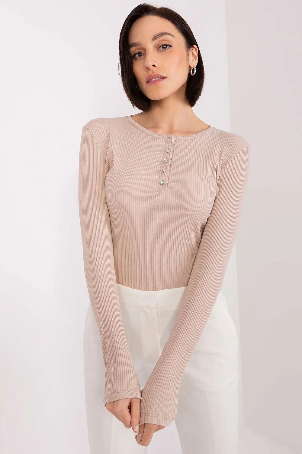 Women's Button-Down Casual Blouse - Striped Waist Length