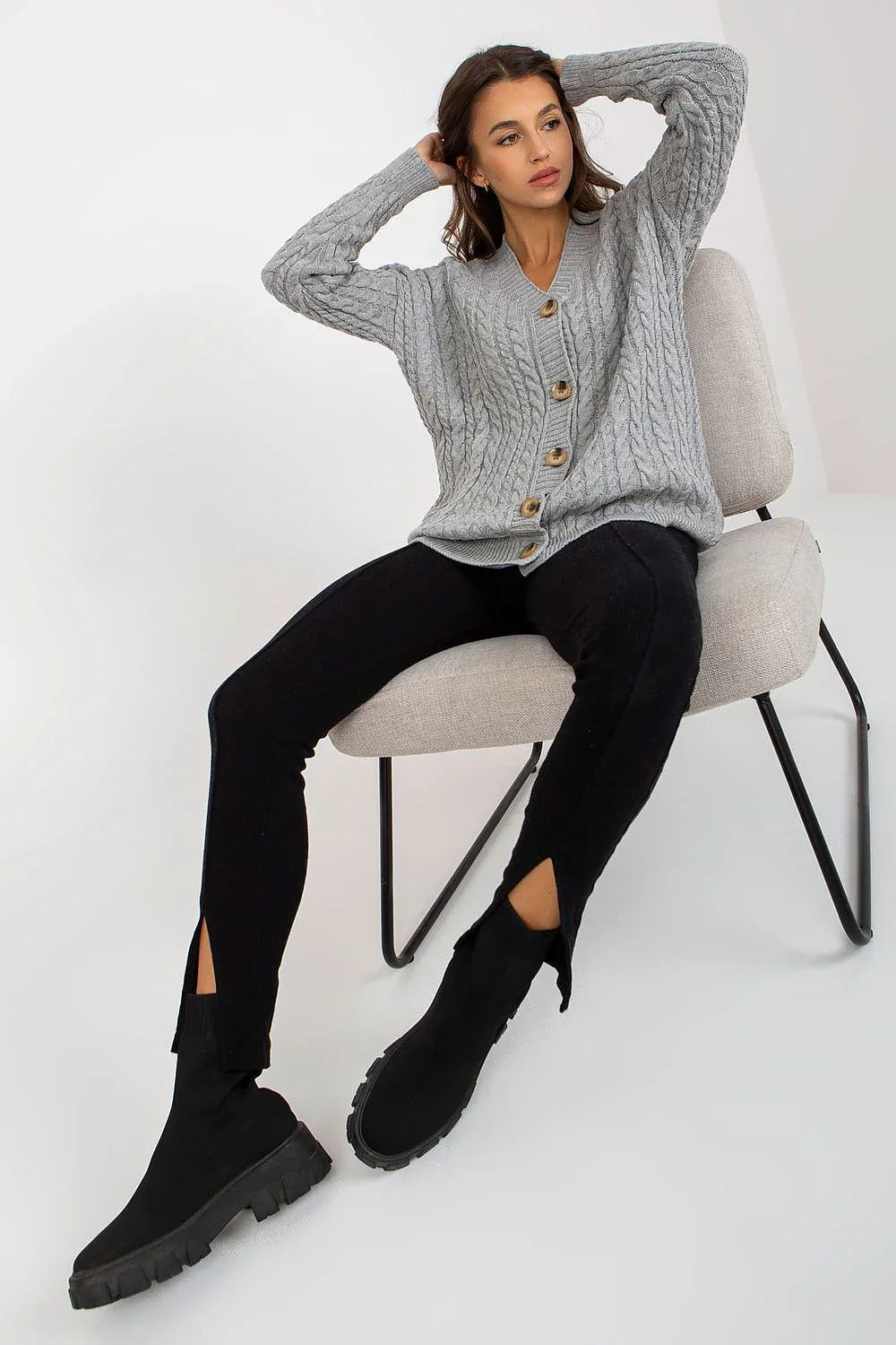 Women's Cable Knit Relaxed Cardigan Sweater