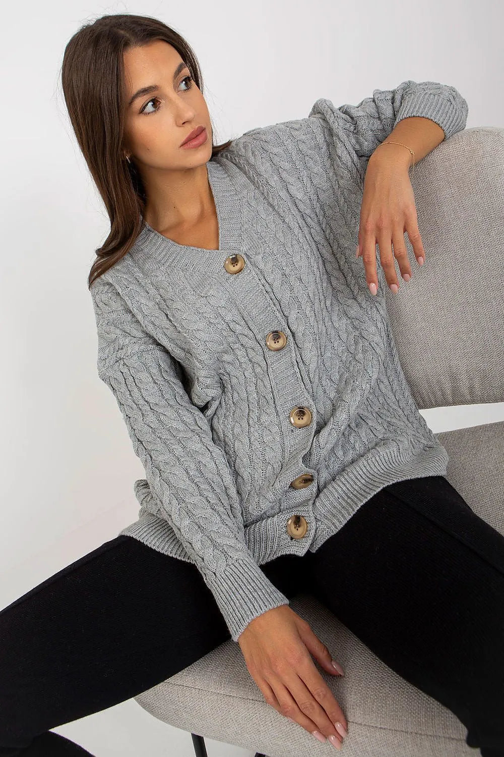 Women's Cable Knit Relaxed Cardigan Sweater