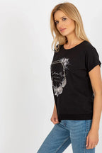 Women's Casual Blouse - Floral, Logo Hip Length