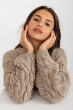 Women's Classic Cable Knit Crew Pullover Sweater