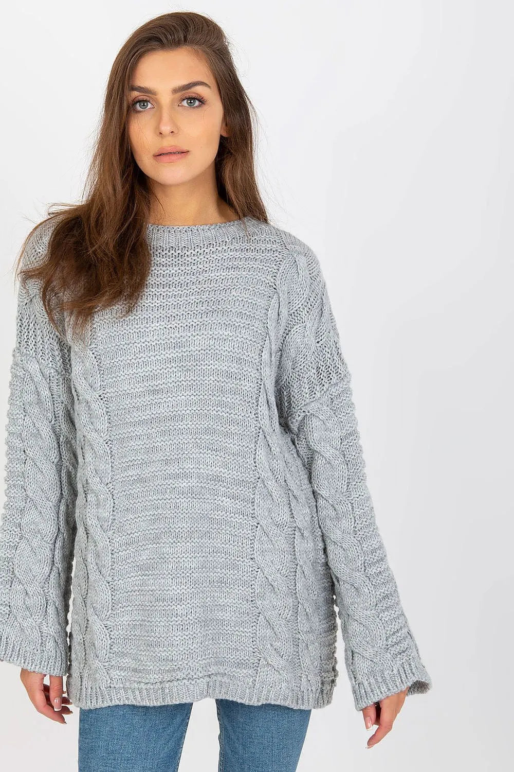 Women's Classic Cable Knit Crew Pullover Sweater