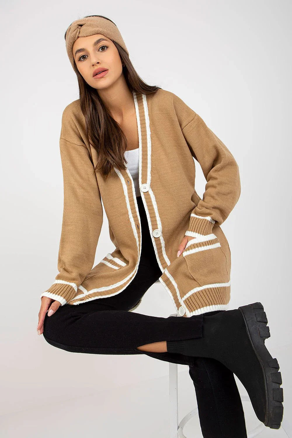 Women's Colorblock Longline Cardigan Sweater