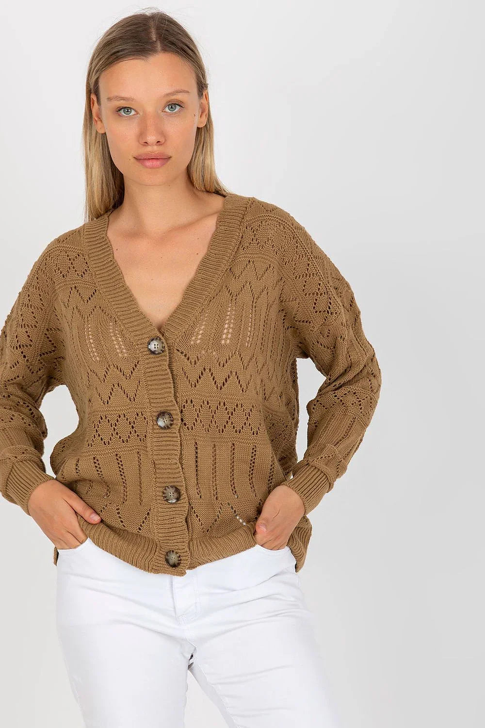 Women's Cotton Textured Cardigan Sweater