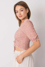 Women's Crop Blouse - Polka Dots Cropped Length
