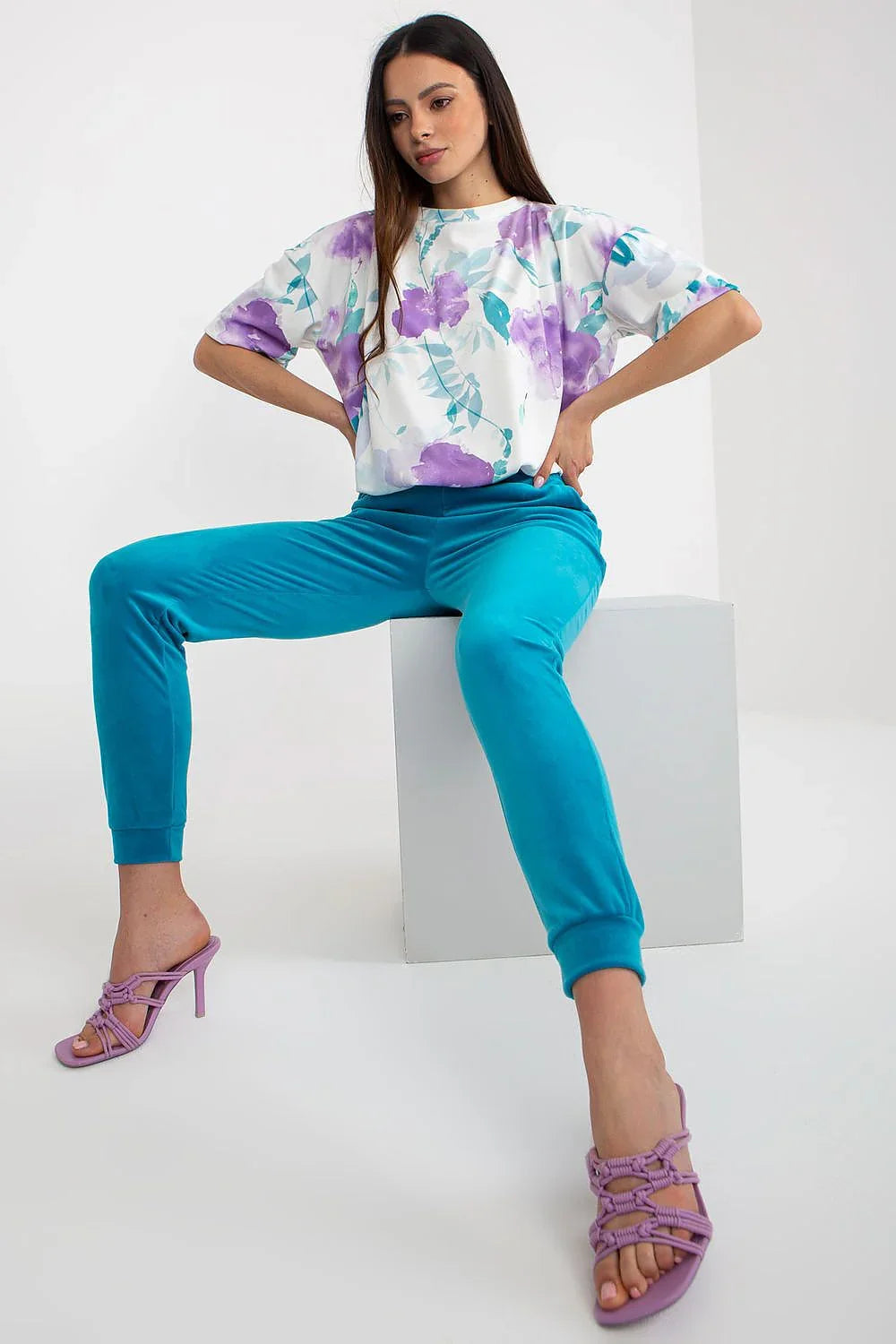 Women’s Floral Blouse and Tapered Pants Set