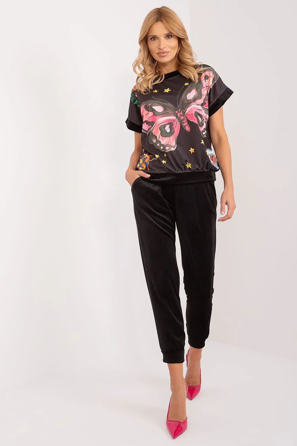 Women’s Graphic Blouse and Tapered Pants Set