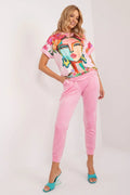 Women’s Graphic Blouse and Tapered Pants Set