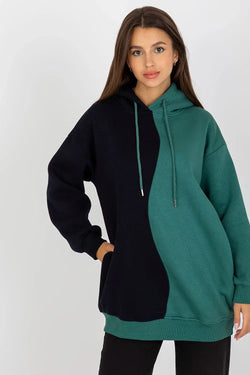 Women's hoodie Colorblock Relaxed Side Pockets Black – main view