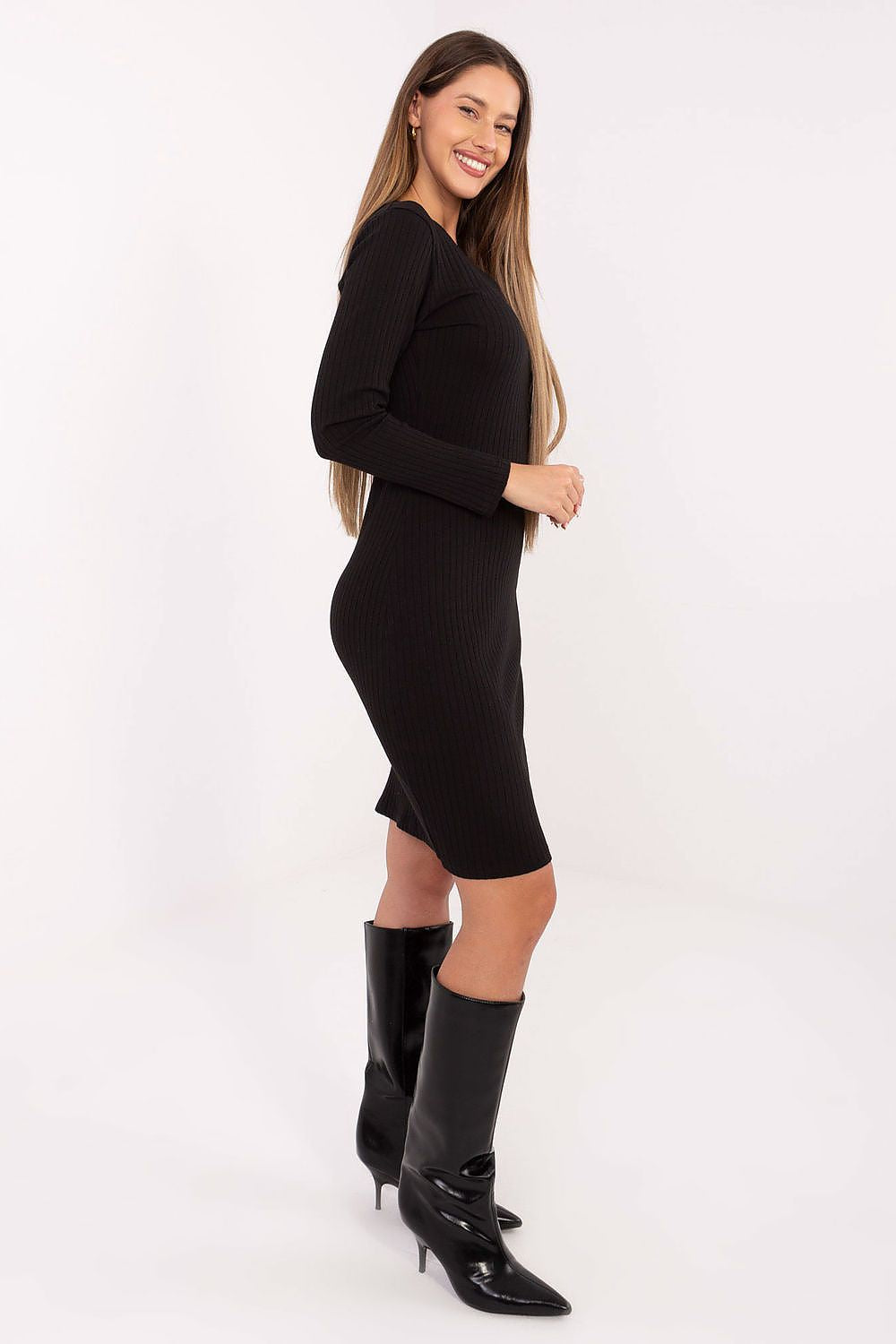 Women's Knee-Length Day Dress – Slim With Long Sleeves