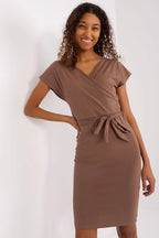 Women's Knee-Length Day Dress – Slim With Short Sleeves