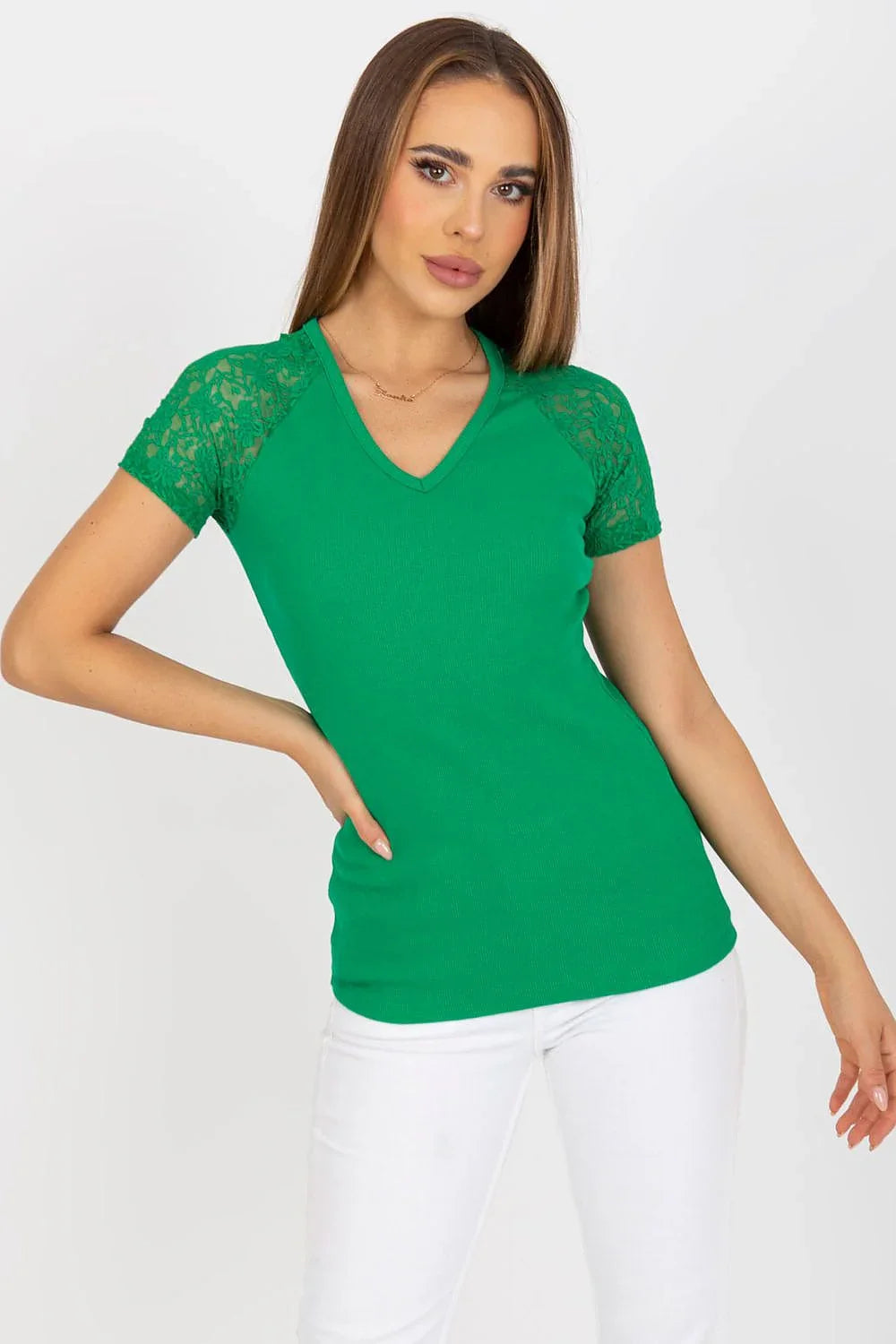 Women's Lace Blouse - Solid Hip Length
