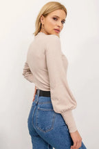 Women's Long Sleeve Blouse - Solid Waist Length