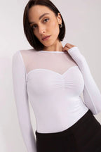 Women's Long-Sleeve Blouse - Solid Waist Length