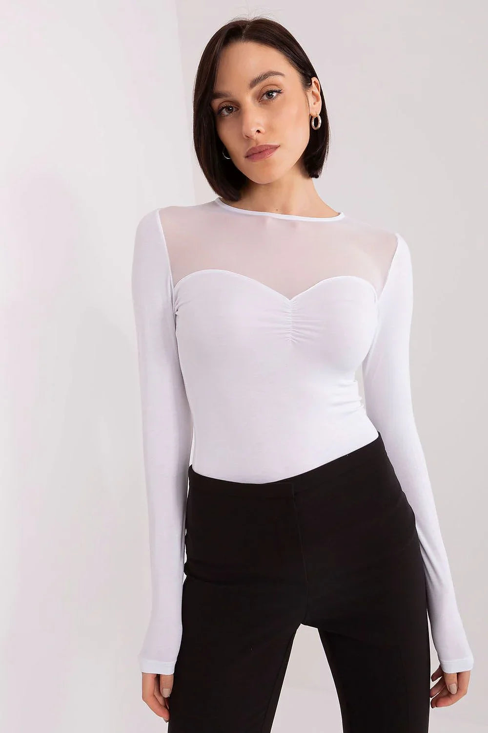 Women's Long-Sleeve Blouse - Solid Waist Length