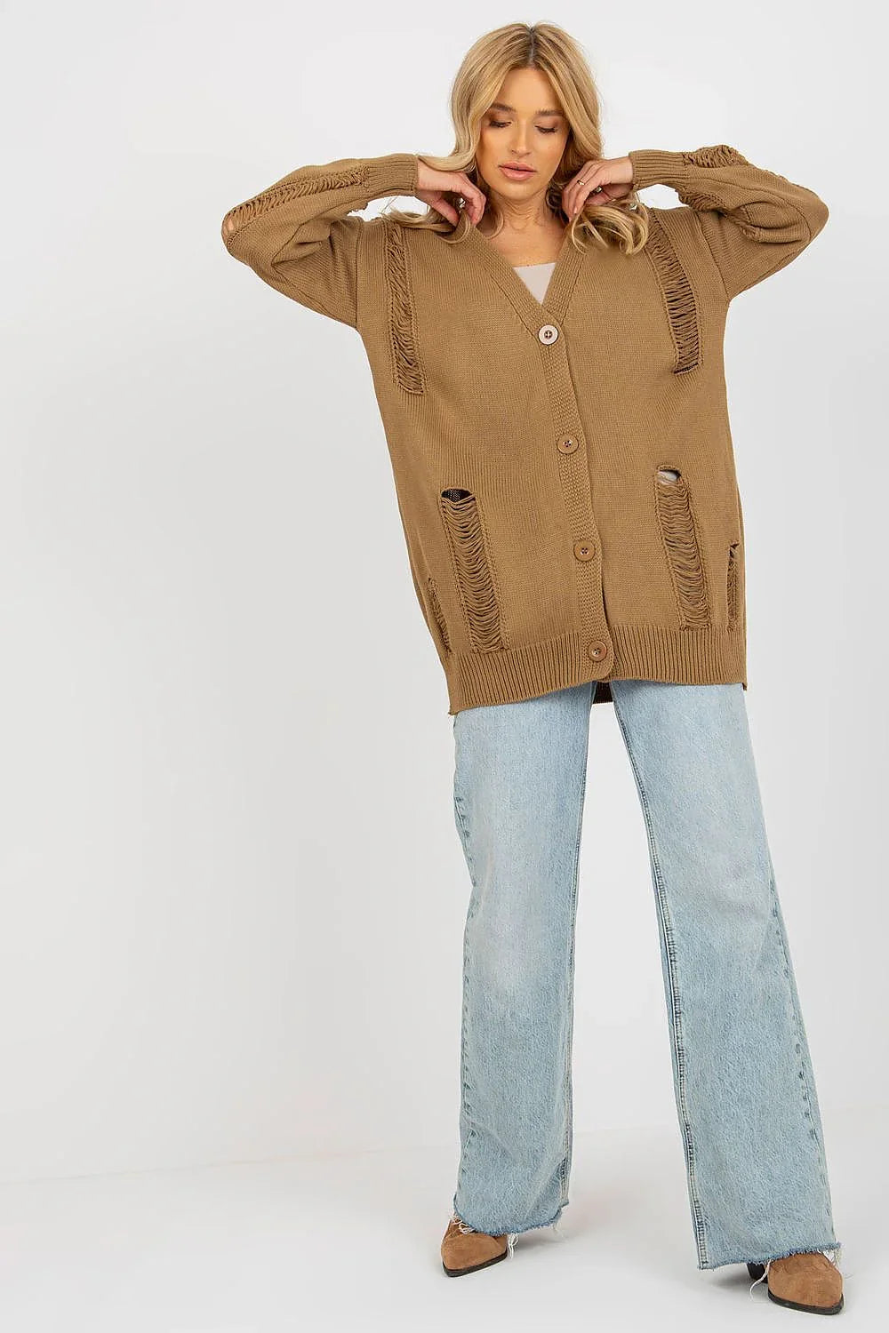 Women's Longline Button Cardigan Sweater