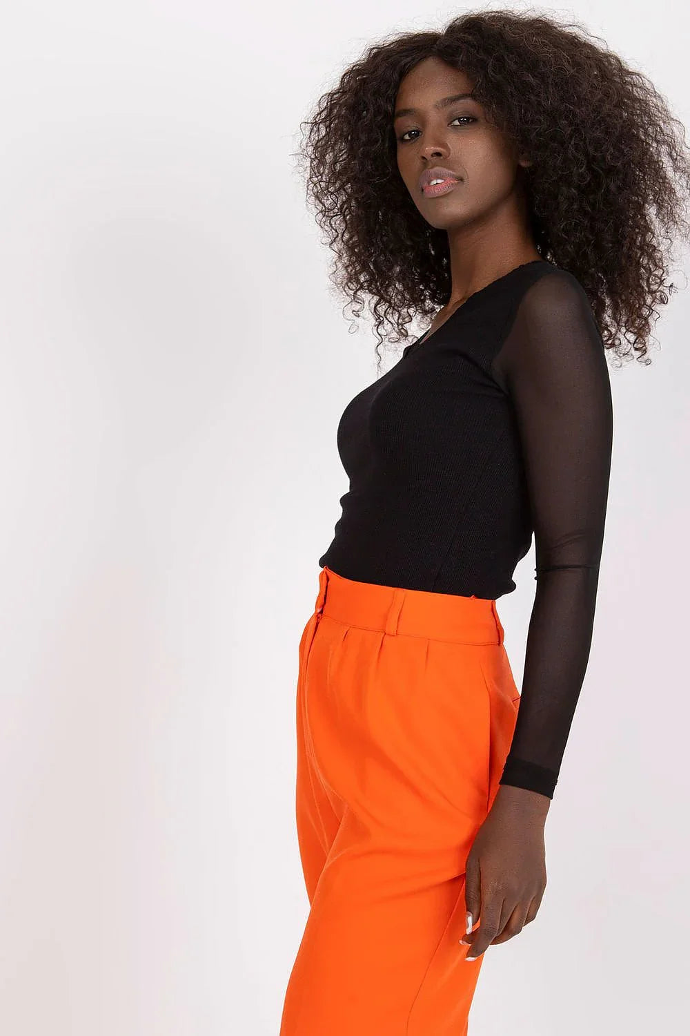 Women's Mesh-Blouse - Solid Waist Length