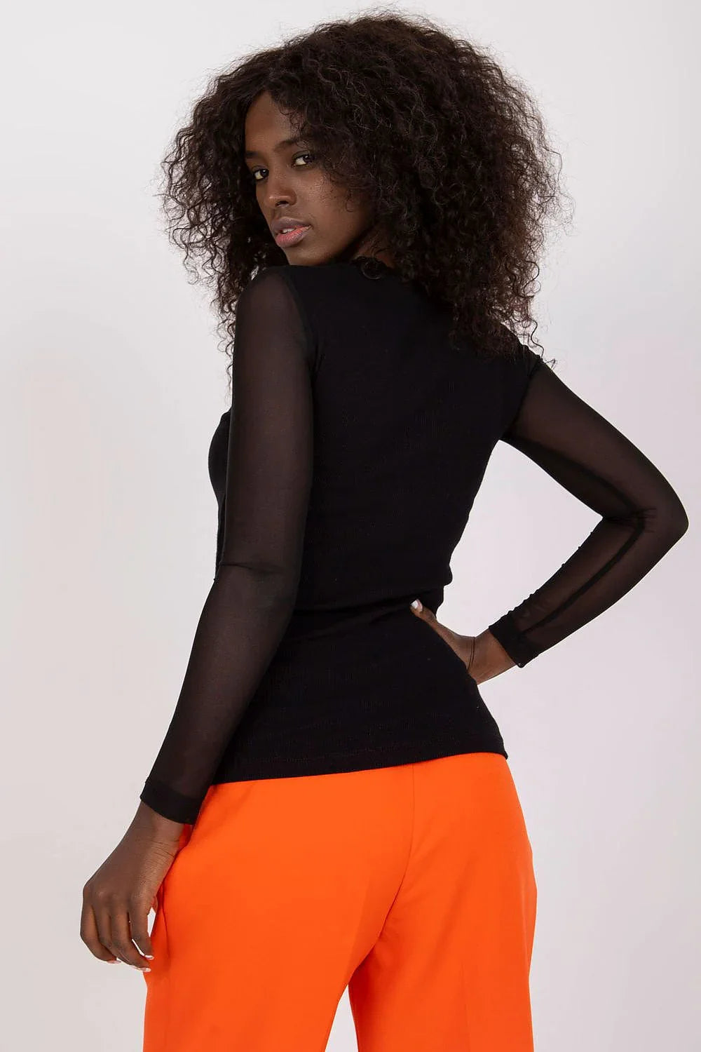 Women's Mesh-Blouse - Solid Waist Length