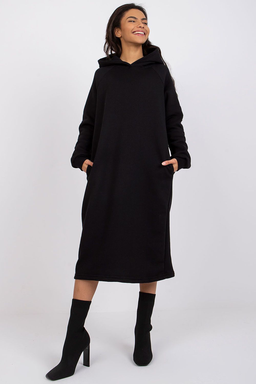 Women's Midi Day Dress – Oversized With Long Sleeves