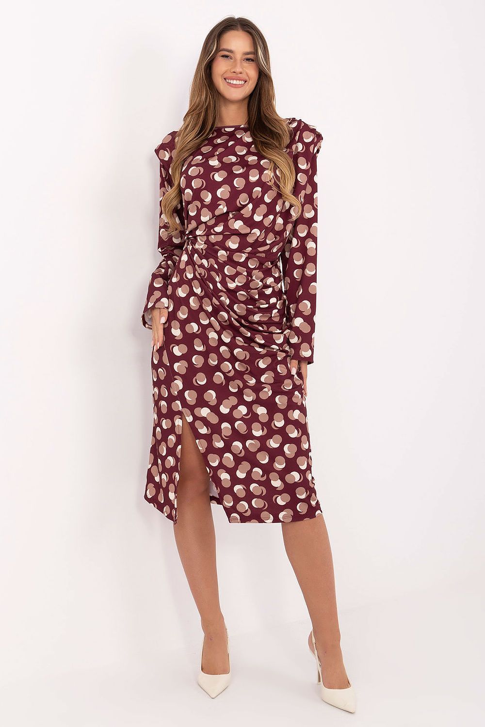 Women's Midi Day Dress – Regular Fit With Long Sleeves