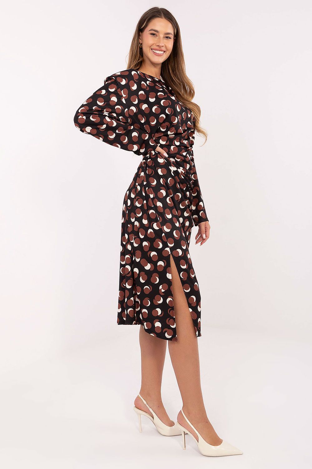 Women's Midi Day Dress – Regular Fit With Long Sleeves