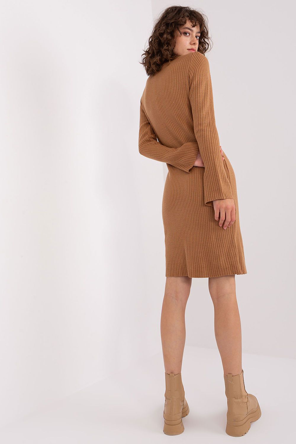 Women's Midi Day Dress – Regular Fit With Long Sleeves