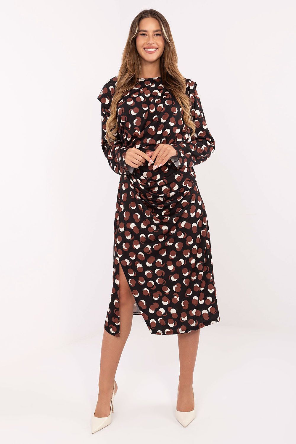 Women's Midi Day Dress – Regular Fit With Long Sleeves