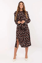 Women's Midi Day Dress – Regular Fit With Long Sleeves
