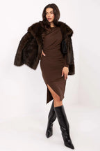 Women's Midi Day Dress – Slim Fit With Long Sleeves