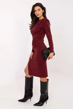 Women's Midi Day Dress – Slim Fit With Long Sleeves