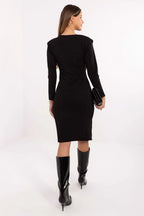 Women's Midi Day Dress – Slim Fit With Long Sleeves