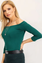 Women's Off-Shoulder Blouse - Solid Waist Length