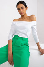 Women's Off-Shoulder Blouse - Solid Waist Length