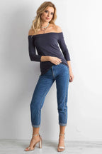Women's Off-Shoulder Blouse - Solid Waist Length