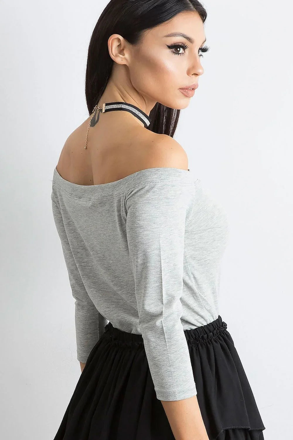Women's Off-Shoulder Blouse - Solid Waist Length