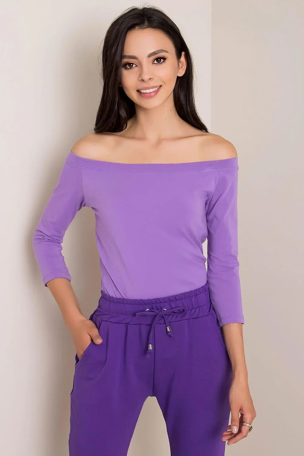 Women's Off-Shoulder Blouse - Solid Waist Length