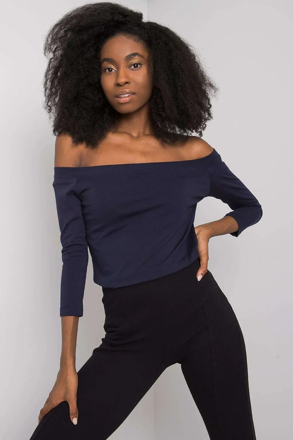 Women's Off-Shoulder Blouse - Solid Waist Length