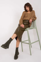 Women's Rib Hem V Neck Pullover Sweater