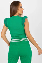 Women's Ruffle-Sleeve Blouse - Solid Waist Length