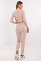 Women’s Slim Fit Ribbed Cropped Top and Pants Set