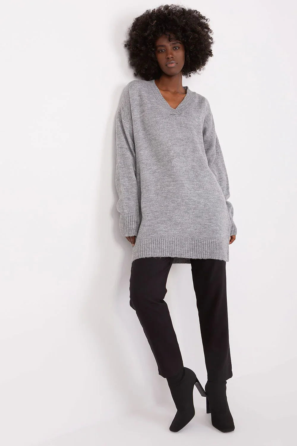 Women's Solid Longline Pullover Sweater