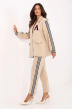 Women’s Striped Blazer and Tapered Pants Set