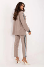 Women’s Striped Blazer and Tapered Pants Set