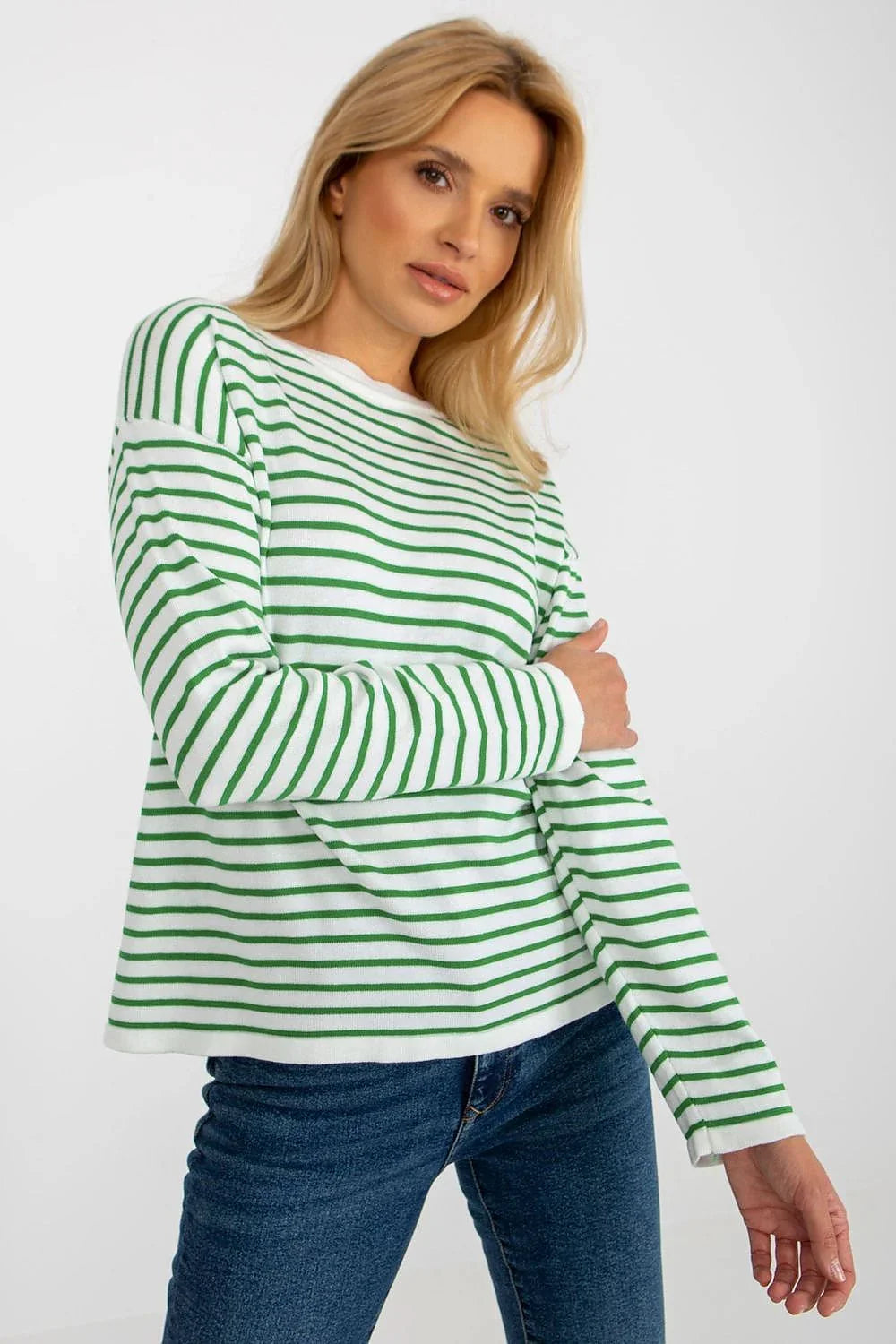 Women's Striped Crew Neck Pullover Sweater