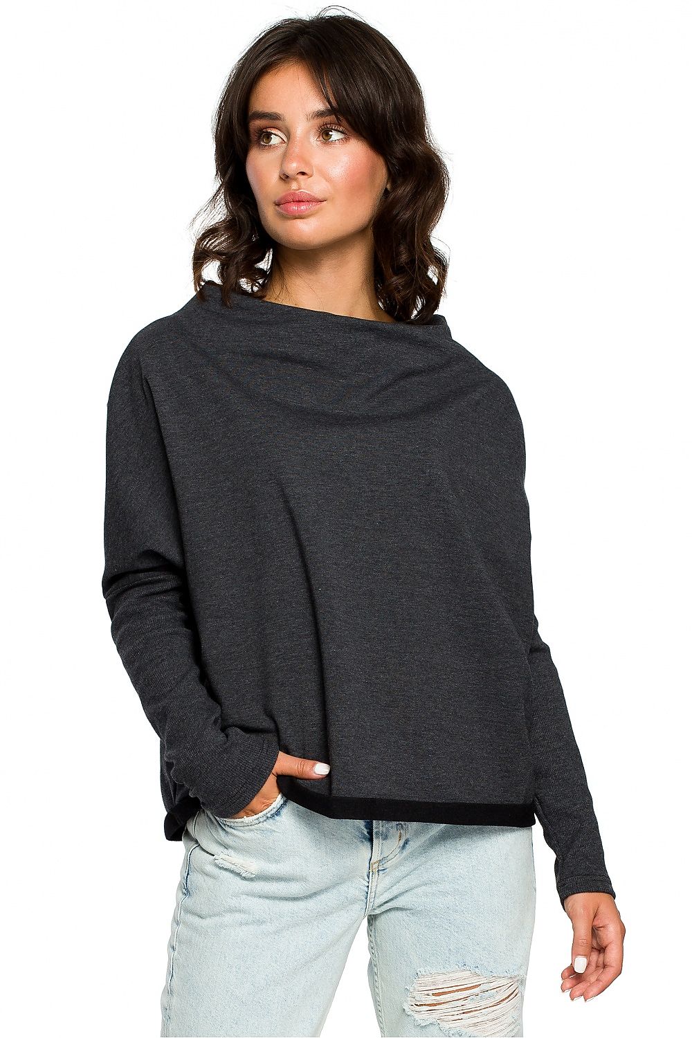 Women's Sweatshirt - Mock-Neck With Oversized Fit