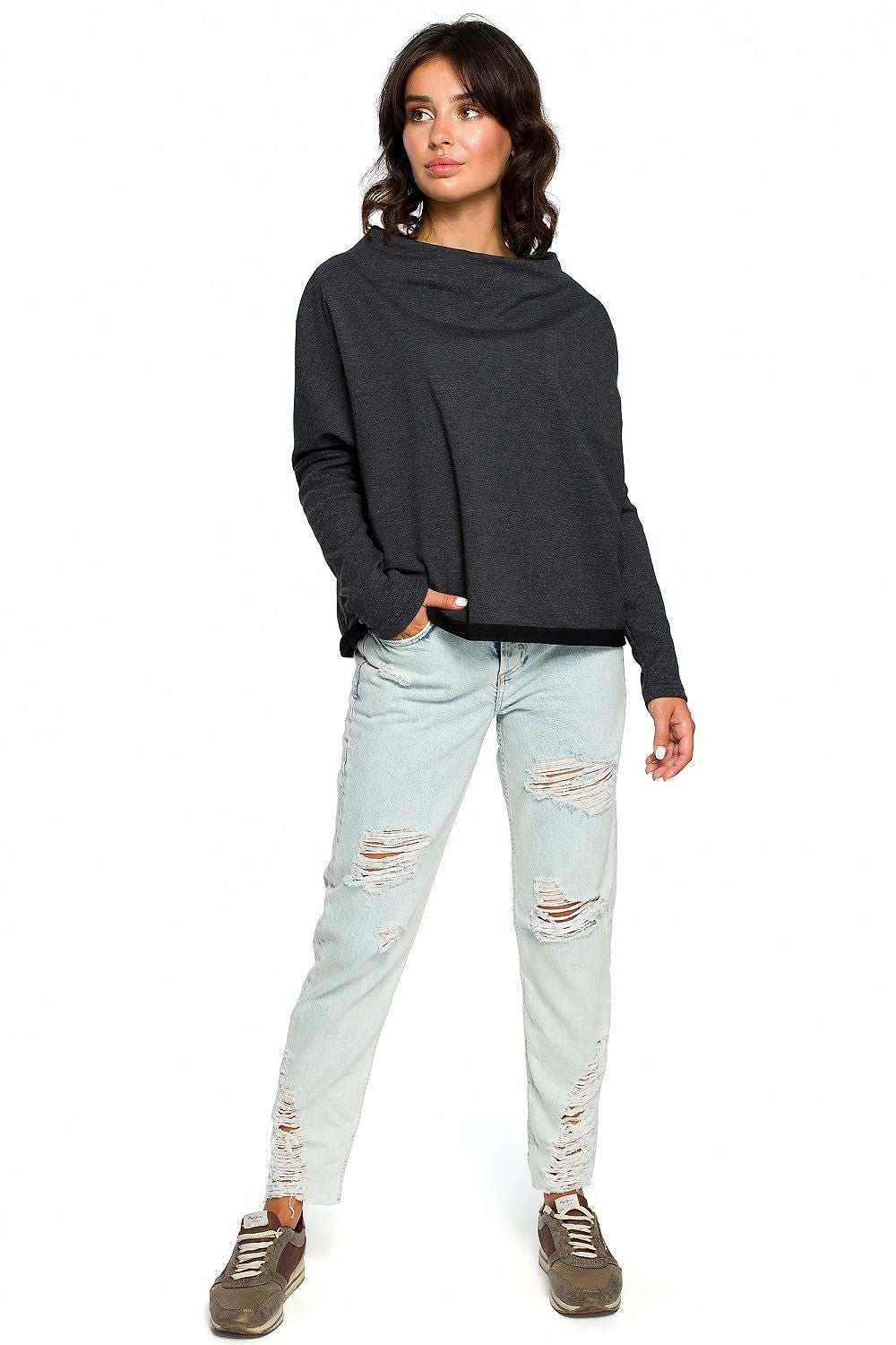 Women's Sweatshirt - Mock-Neck With Oversized Fit