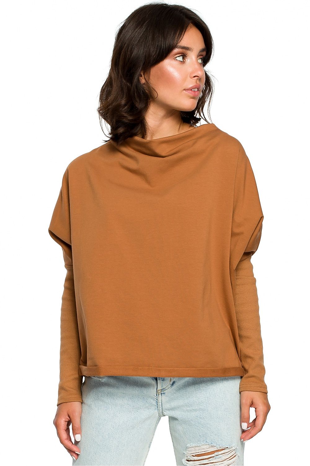 Women's Sweatshirt - Mock-Neck With Oversized Fit
