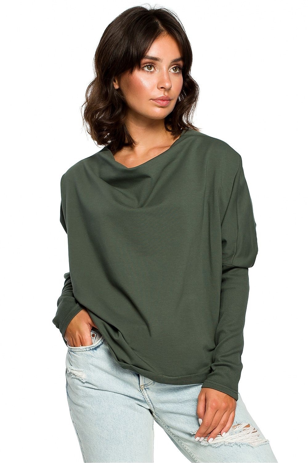 Women's Sweatshirt - Mock-Neck With Oversized Fit